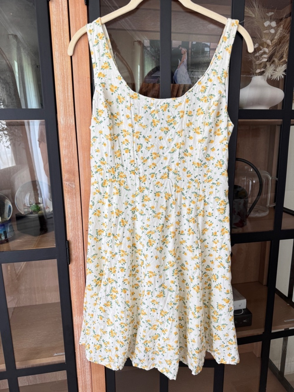 Japna corset mini dress floral ditsy yellow cream cotton sleeveless a-line